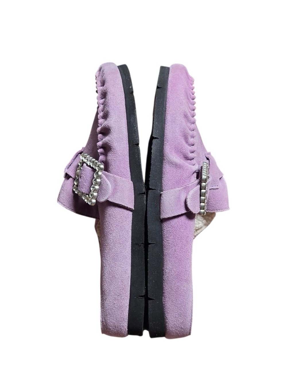 Free People After Riding Mules Lavender Suede Shearling Size 8 - Picture 7 of 9